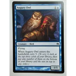 MTG Magic The Gathering Augury Owl 2012 Creature Bird Card Blue Duel Deck Venser - Image 1