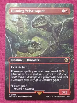Magic The Gathering JURASSIC WORLD HUNTING VELOCIRAPTOR red card MTG REX - Image 1