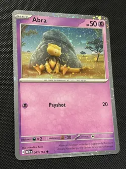 Pokemon ENGLISH - 151 - Abra - 063/165 - COSMOS HOLO - 2 SWIRLS - PROMO - M/NM - Image 2