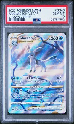 2023 POKEMON SWORD & SHIELD CROWN ZENITH #GG40 FULL ART/GLACEON VSTAR PSA 10 - Image 1
