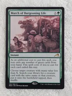 MTG March of Burgeoning Life #201 Kamigawa Neon Dynasty Card Rare NM - Image 1