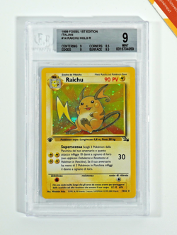 Pokemon BGS 9 Raichu #14 Holo Fossil 1st Edition 1999 Italiano - Image 1