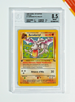 Pokemon BGS 8.5 Aerodactyl #1 1st Edition Holo Fossil 1999 Italiano - Image 1