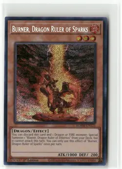 Yugioh Burner, Dragon Ruler of Sparks BLMM-EN123 Secret Rare NM 1st Ed - Image 1