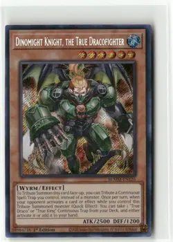 Yugioh Dinomight Knight, the True Dracofighter BLMM-EN126 Secret Rare NM 1st Ed - Image 1