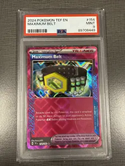 2024 Pokemon Temporal Forces TEF Maximum Belt 154/162 - PSA 9 Trainer Card - Image 1