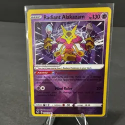 Radiant Alakazam 059/195 Shining Holo Silver Tempest Pokemon Card Near Mint - Image 1