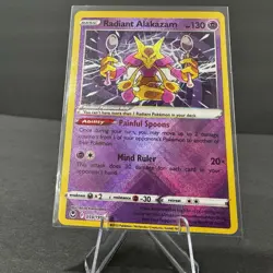 Radiant Alakazam 059/195 Shining Holo Silver Tempest Pokemon Card Near Mint - Image 2