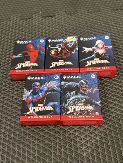 SDCC 2025 MTG Magic The Gathering Spiderman Welcome Deck Set Of 5 - Image 1