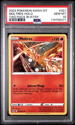 POKEMON 2023 PROMO 2 PACk BLISTER MOLTRES #021 HOLO COSMOS PSA 10 POP 6 - Image 1