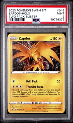 POKEMON SWORD & SHIELD SILVER TEMPEST TWO PACK BLISTER ZAPDOS HOLO PSA 9 REGRADE - Image 1
