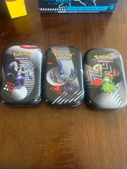 pokemon black bolt and white flare empty tins with stickers and code card - Image 1