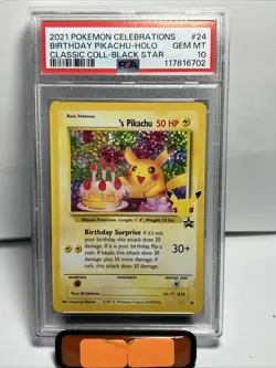 2021 POKEMON CELEBRATIONS CLASSIC COLLECTION 24 BIRTHDAY PIKACHU-HOLO PSA 10 - Image 1