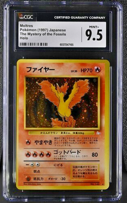 CGC 9.5 Moltres Fossil #146 Japanese Pokemon Card Holo 1997 MINT OC ERROR - Image 1