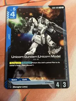 Gundam TCG Unicorn Gundam Unicorn Mode GD01-005 Release Event Promo Card Game - Image 1