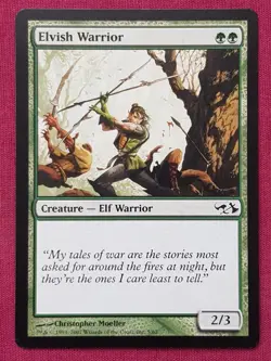 Magic The Gathering DUEL DECKS ELVES VS GOBLINS ELVISH WARRIOR green card MTG - Image 1