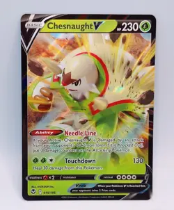 Chesnaught V 015/195 Holo Ultra Rare Silver Tempest Pokemon Card NM Fresh Pull - Image 1