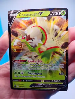 Chesnaught V 015/195 Holo Ultra Rare Silver Tempest Pokemon Card NM Fresh Pull - Image 5