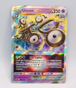 Unown VSTAR 066/195 Holo Ultra Rare Silver Tempest Pokemon Card NM Fresh Pull - Image 1
