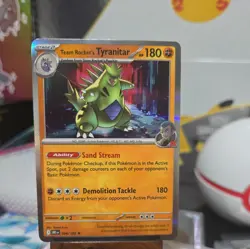 Team Rocket’s Tyranitar 096/182 Holo Card Destined Rivals - Image 1