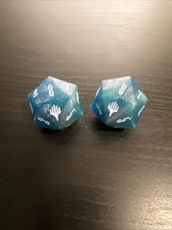 MTG Final Fantasy: Gift Bundle "Crystal" Shinra Blue Oversized D20 Die Dice x2 - Image 1