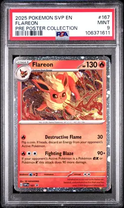 2025 Pokemon Svp En-Sv Black Star Promo #167 Flareon Pre Poster Collection PSA 9 - Image 1