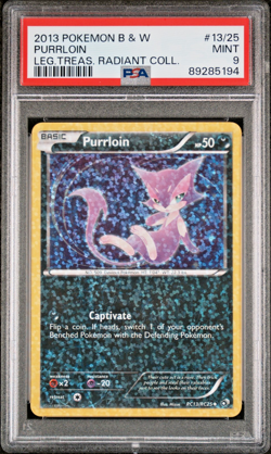 Pokemon 2013 B&W Legendary Treasures Radiant Collection RC13/RC25 Purrloin PSA 9 - Image 1