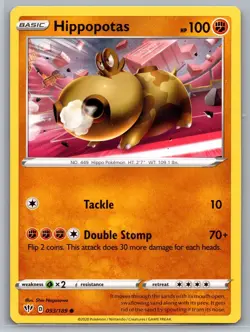 2020 Pokemon TCG Hippopotas SWSH03 Darkness Ablaze 093/189 Common - Image 1