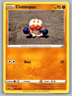 2021 Pokemon TCG Clobbopus SWSH06 Chilling Reign 091/198 Common - Image 1