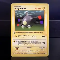 1999 Pokemon TCG Magnemite Base Set 1st Edition Shadowless Non-Holo 53/102 - Image 1