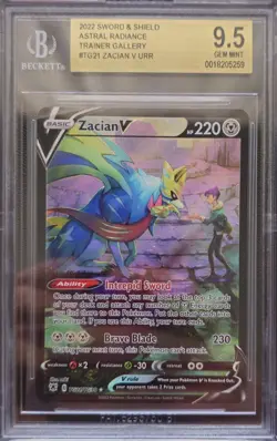 💥BGS9.5 GEM MINT Zacian V TG21/TG30 Pokemon Astral Radiance Trainer Gallery - Image 1