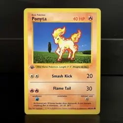 1999 Pokemon TCG Ponyta Base Set 1st Edition Shadowless Non-Holo 60/102 - Image 1