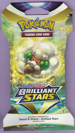 Pokemon "Brilliant Stars" 10-Card Sealed Sleeved Booster (Whimsicott) X1 - Image 1