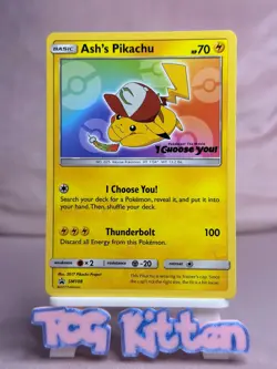 Ash’s Pikachu SM108 “I Choose You Pokemon Movie Promo Card NM TCGKITTEN - Image 1