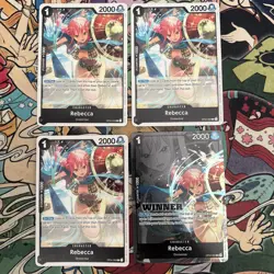 One Piece Card TCG - Rebecca (OP04-092) English Winner Card + 3 promo - Image 2