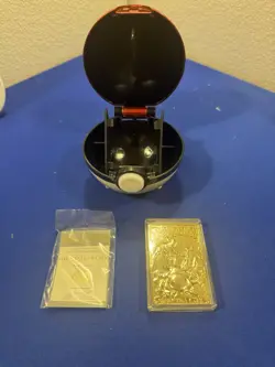 23K Gold Plated CHARIZARD Trading Card 1999 Burger King Pokemon & Pokeball - Image 5