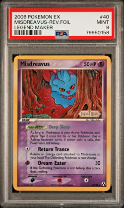 2006 PSA 9 Mint Misdreavus Reverse Holo EX Legend Maker Pokemon Card Stamp 40/92 - Image 1