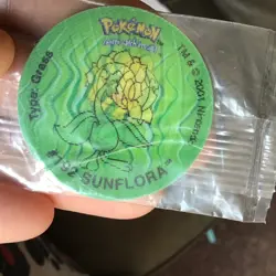 2001 POKEMON TAZO'S - Vintage- Walkers Tazos/Pogs -sunflora -no6 -sealed - Image 1