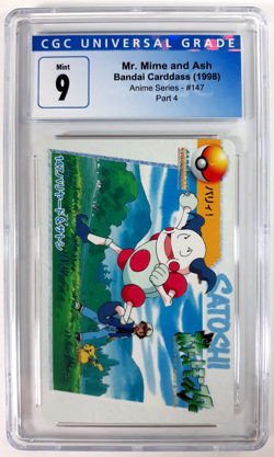 Pokemon 1998 Bandai Carddass Anime Series Part 4 Mr. Mime and Ash 147 CGC 9 Mint - Image 4