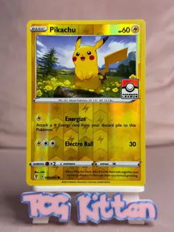 Pikachu Evolving Skies Reverse Holo 049/203 Pokemon League Stamped TCGKITTEN - Image 1