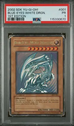 PSA 1 Blue-Eyes White Dragon SDK-001 1st Edition Yugioh! 2002 Foil Line Low Pop! - Image 1