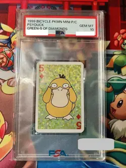 PSA 10 Psyduck green-5 of diamonds bicycle Pokemon mini Card 1999 Gem Mt Japan - Image 1
