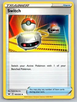 2020 Pokemon TCG Switch SWSH01 Sword & Shield Base Set 183/202 Uncommon Card - Image 1