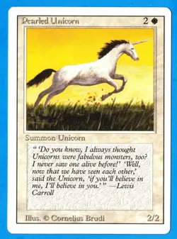 Pearled Unicorn - Revised MTG Common White Creature LP - Image 1