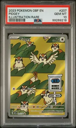 2023 POKEMON OBF EN-OBSIDIAN FLAMES ILLUSTRATION RARE #207 PIDGEY PSA 10 - Image 1