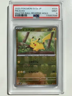 2023 POKEMON JPN SV2A-POKEMON 151 MASTER BALL REVERSE HOLO #025 PIKACHU PSA 9 - Image 1