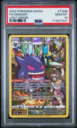 2022 POKEMON SWORD & SHIELD LOST ORIGIN #TG06 FULL ART/GENGAR PSA 10 - Image 1