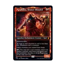 WOTC MtG Theros Beyond Death Purphoros, Bronze-Blooded (Showcase) (MR) NM - Image 1
