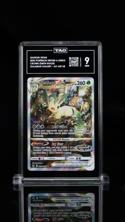 2023 POKEMON SWORD & SHIELD CROWN ZENITH FULL ART/LEAFEON VSTAR TAG 9 - Image 1