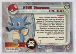 Horsea Topps Pokemon TV Animation Edition Series 2 #116 2000 8d4 - Image 2